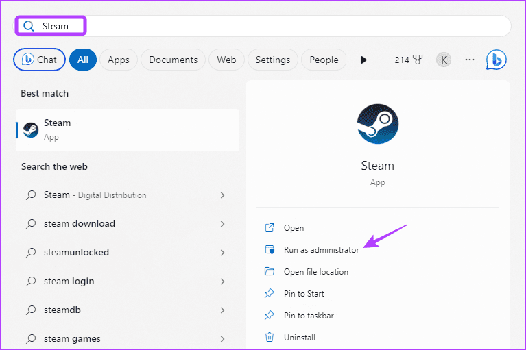 Run-as-administrator-2 أفضل 7 طرق لإصلاح عدم التعرف على جهاز التحكم في Steam على Windows 11