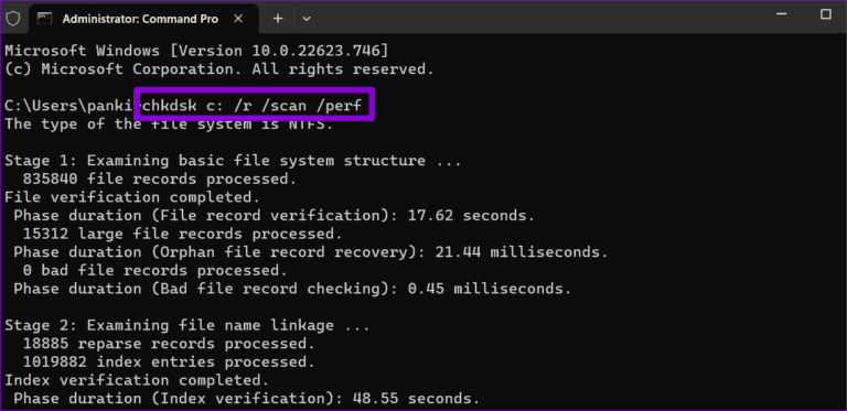 Running-Check-Disk-Utility-768x373-1 أفضل 6 طرق لإصلاح خطأ غير معروف في الأجهزة في Windows