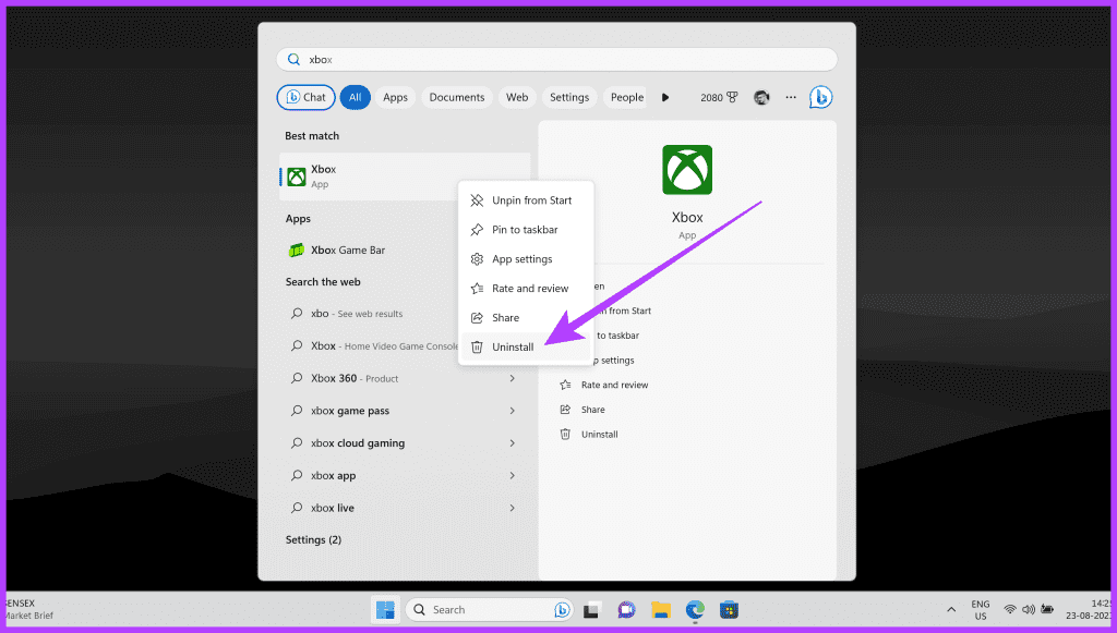 Search-for-the-Xbox-app-in-the-Start-menu 8 إصلاحات لتطبيق Xbox عالق في الخطأ "Few Things That Are Missing on This PC".