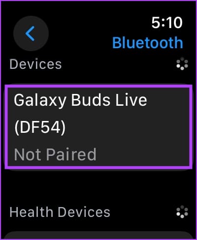 Select-Discovered-Device كيفية توصيل سماعات Bluetooth مع Apple Watch