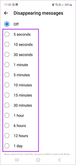 Set-Disappearing-Message-duration كيفية عرض المحادثات السرية على Messenger