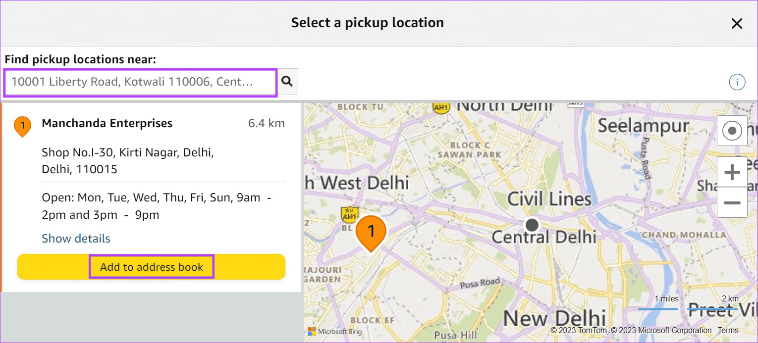 Set-pick-up-location 9 طرق لإصلاح خطأ "لا يمكن شحن هذا العنصر" على Amazon