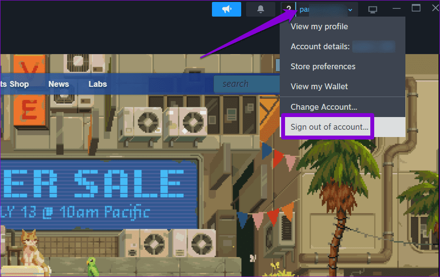 Sign-Out-of-Steam-1 أفضل 7 طرق لإصلاح خطأ رفض الوصول في Steam على Windows