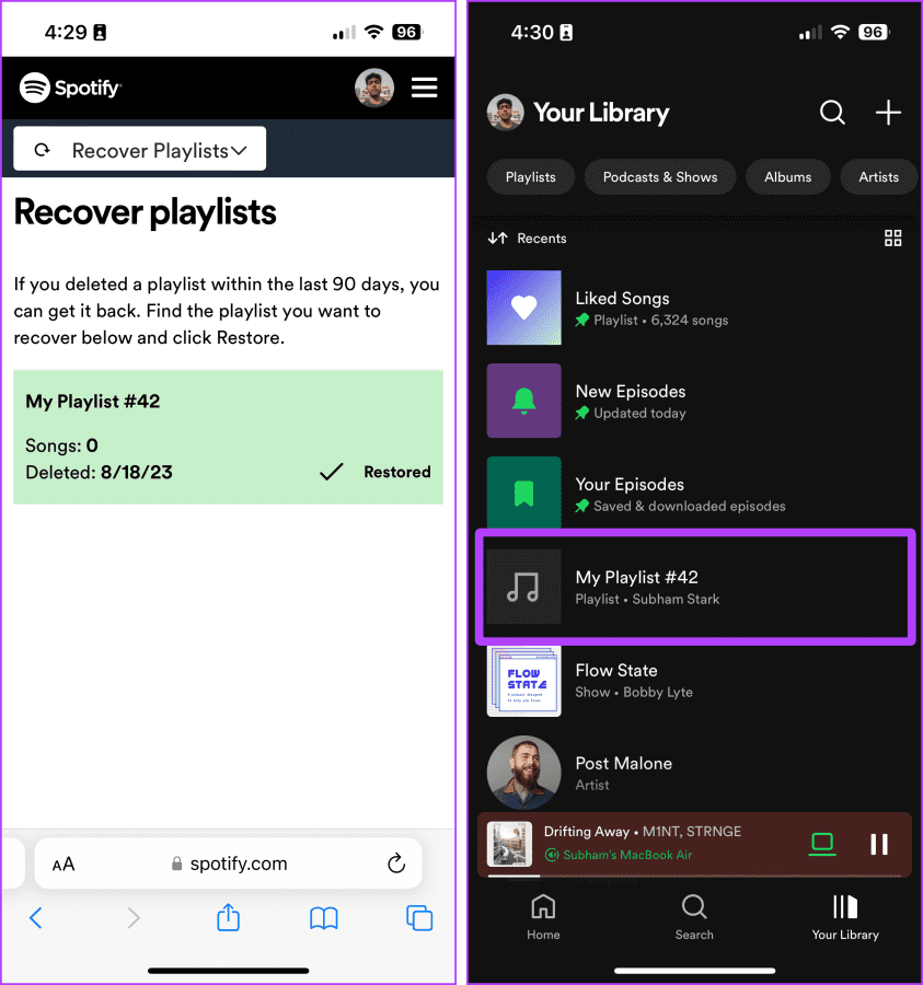 Spotify-Delete-Playlist-Recovered-on-mobile كيفية استرداد قوائم تشغيل Spotify المحذوفة (الويب والتطبيق)