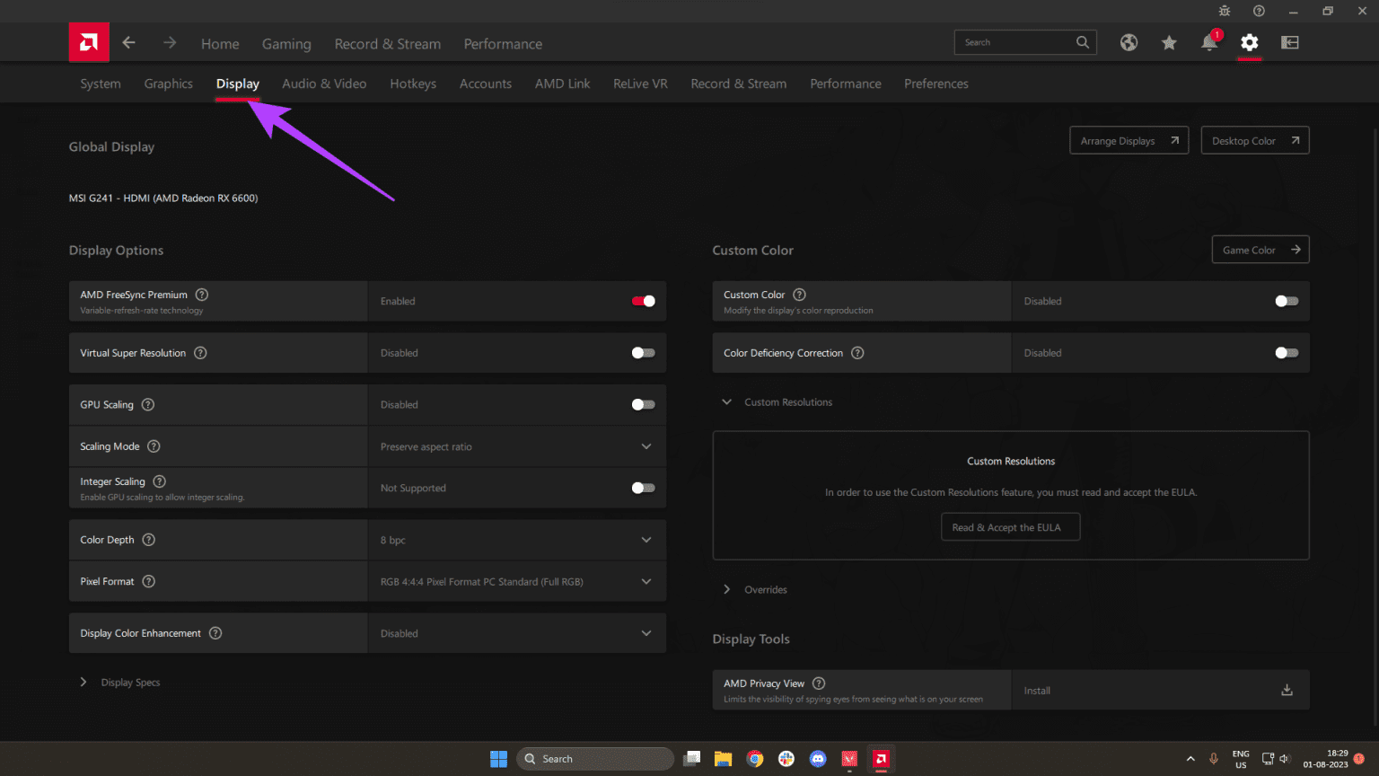 Switch-to-the-Display-tab-1-1536x864-1 كيفية رفع تردد التشغيل على الشاشة: NVIDIA و AMD و Intel GPUs