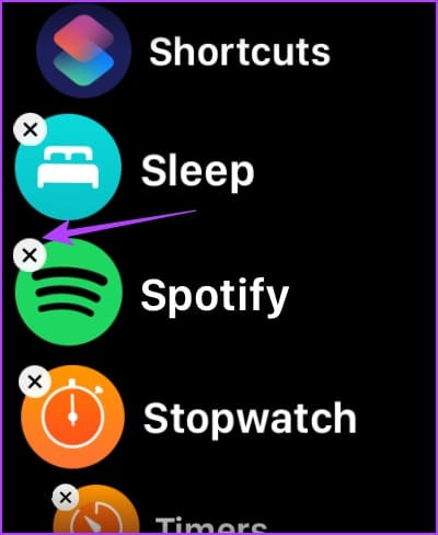 Tap-on-Cross-Mark-to-Delete-App طريقتان لإزالة التطبيقات من Apple Watch