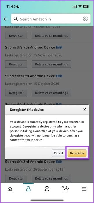 Tap-on-Deregister-to-Confirm-1 كيفية تسجيل الخروج من تطبيق أو موقع Amazon