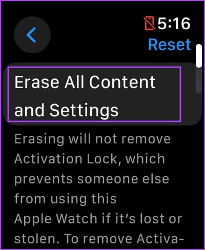 Tap-on-Erase-all-content-and-settings 11 طريقة لإصلاح عدم عمل Siri على Apple Watch