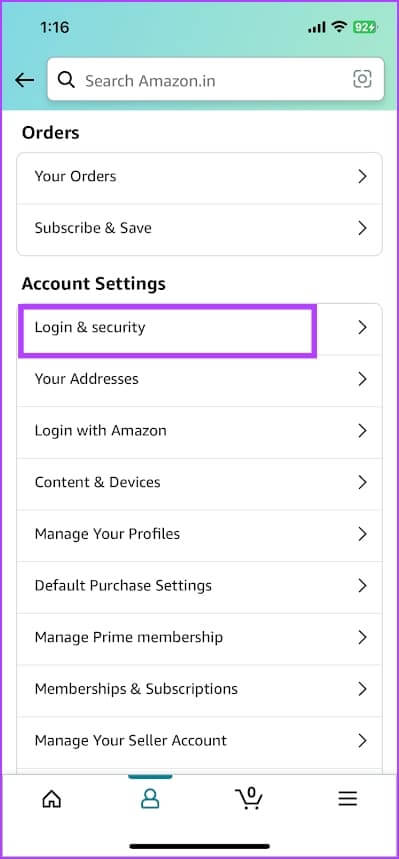 Tap-on-Login-and-Security كيفية تغيير عنوان البريد الإلكتروني على حساب Amazon
