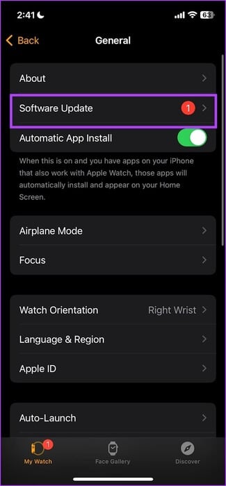 Tap-on-Software-Update 11 طريقة لإصلاح عدم عمل Siri على Apple Watch