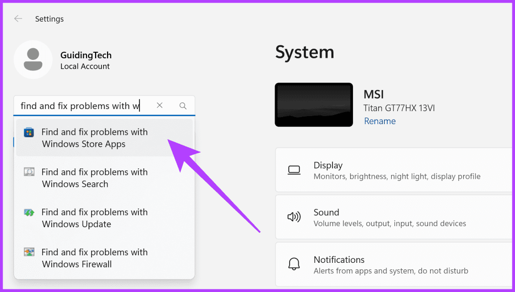 Then-in-the-Search-bar-type-in-Find-and-fix-problems-with-Windows-Store-Apps-and-click-on-the-first-result-that-shows-up-1024x581-1 8 إصلاحات لتطبيق Xbox عالق في الخطأ "Few Things That Are Missing on This PC".