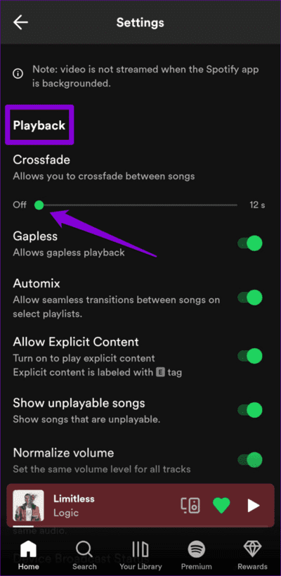 Turn-Off-Crossfade-in-Spotify-for-Mobile-750x1536-1 أفضل 9 طرق لإصلاح خطأ "Spotify لا يمكنه تشغيل هذا الآن"