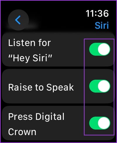 Turn-on-Toggles-for-Siri 11 طريقة لإصلاح عدم عمل Siri على Apple Watch