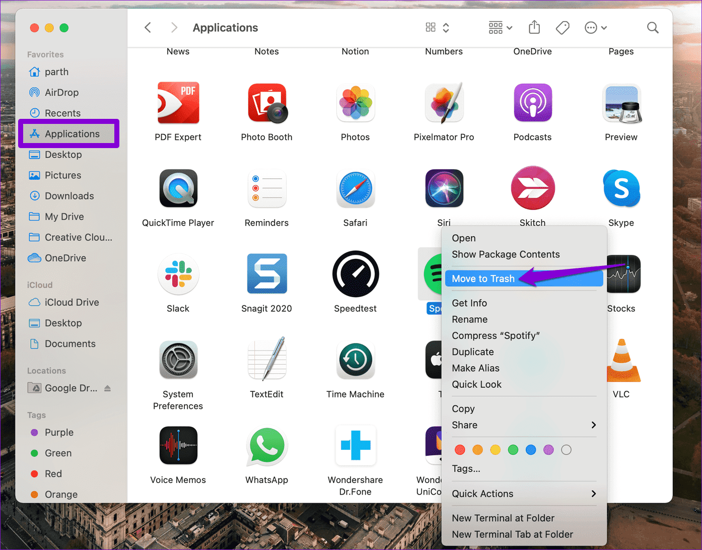 Uninstall-Spotify-on-Mac أفضل 9 طرق لإصلاح خطأ "Spotify لا يمكنه تشغيل هذا الآن"