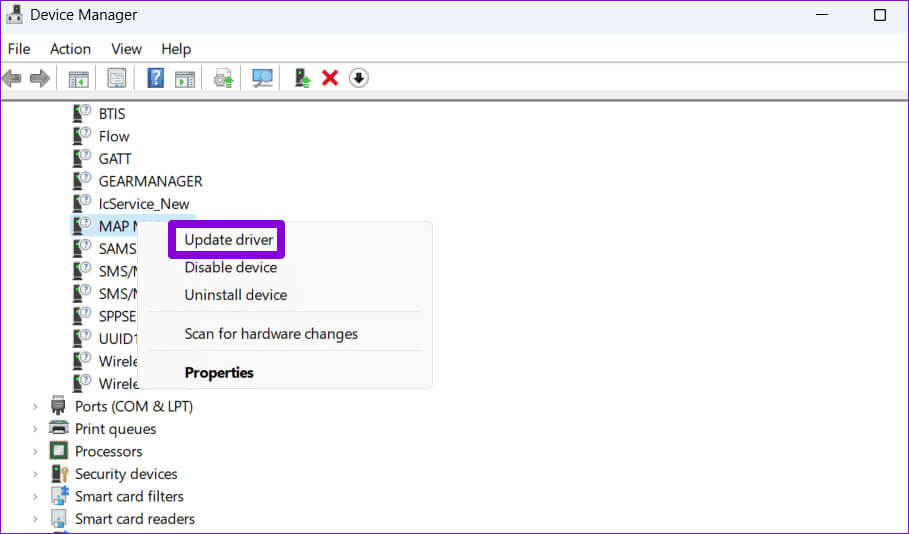 Update-Driver-Using-Device-Manager أهم 6 طرق لإصلاح الخطأ تم إيقاف Memory Integrity في Windows 11