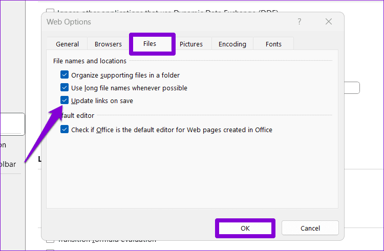 Update-Links-on-Save-in-Excel أفضل 6 طرق لإصلاح عدم عمل الارتباطات التشعبية في Microsoft Excel