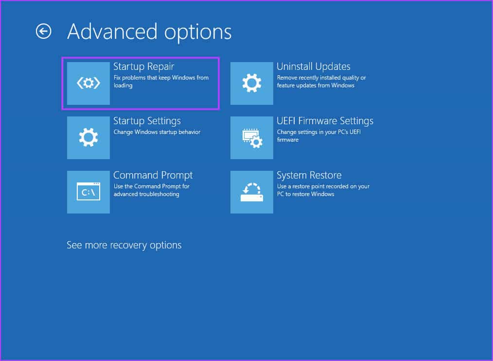 Use-Startup-Repair-in-the-WinRE-3 أفضل 7 طرق لإصلاح الخطأ "Page Fault in Nonpaged Area’" في Windows 10 وWindows 11