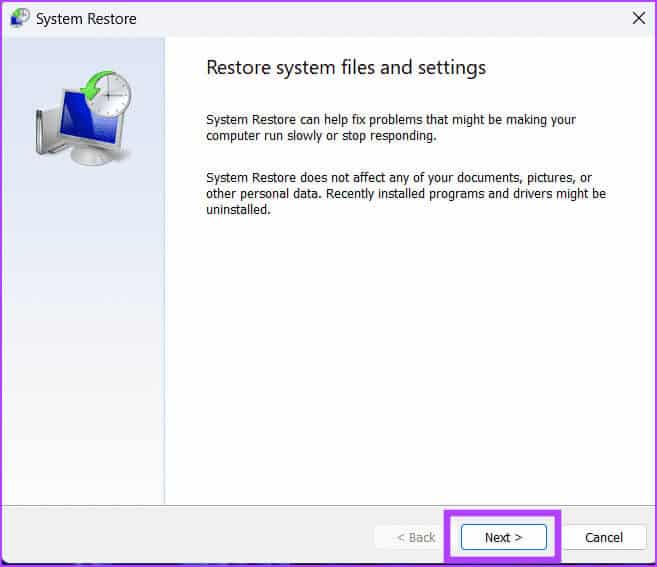 Use-system-restore-9 أفضل 8 طرق لإصلاح مشكلة عدم عمل ميزة السحب والإفلات في Windows 11