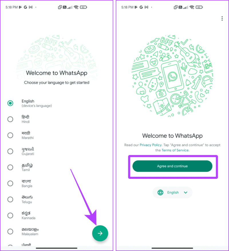 WhatsApp-Welcome-Page-on-Android كيفية نقل رسائل WhatsApp إلى هاتف جديد بدون نسخ احتياطي