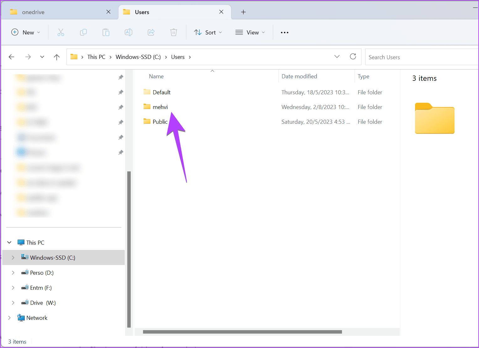 Windows-USername-folder كيفية منع OneDrive من مزامنة المجلدات على Windows