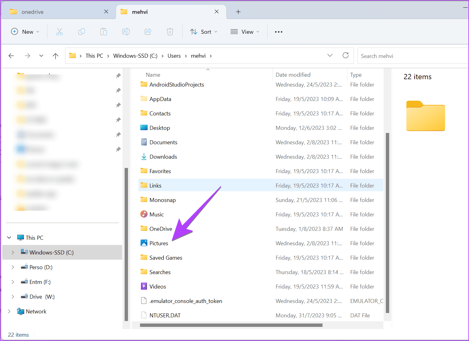 Windows-User-Picture-folder كيفية منع OneDrive من مزامنة المجلدات على Windows