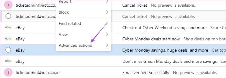 advanced-options-new-outlook-windows كيفية إنشاء المجلدات ونقل رسائل البريد الإلكتروني في Outlook على Mac وWindows