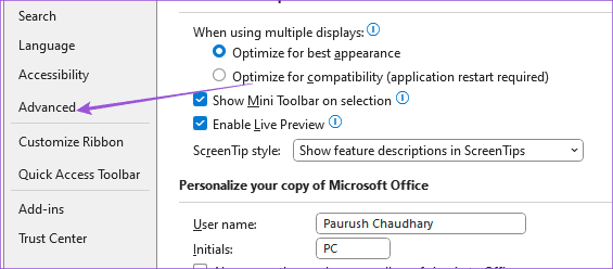 advanced-settings-outlook-windows-11 أفضل 6 إصلاحات لعدم ظهور الأحداث و المواعيد في Outlook Calendar على Windows 11