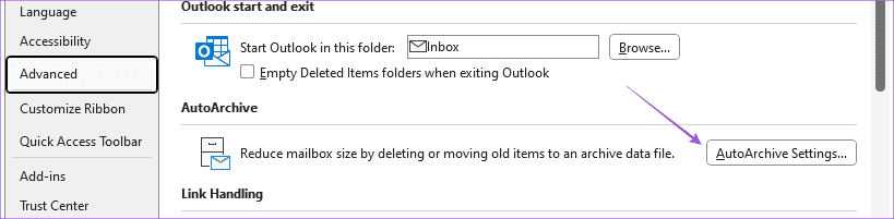 auto-archive-settings-outlook-windows-11 أفضل 6 إصلاحات لعدم ظهور الأحداث و المواعيد في Outlook Calendar على Windows 11