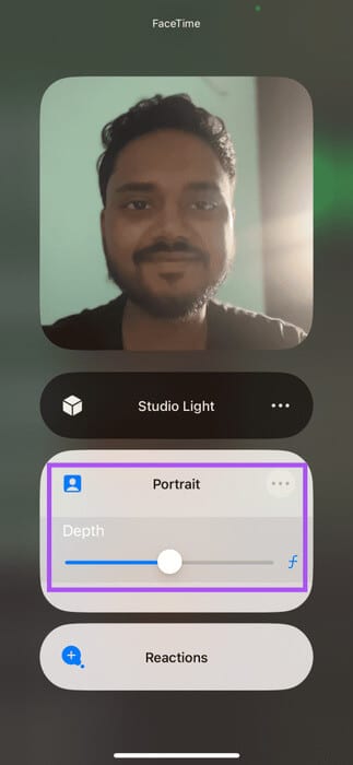 change-depth-for-portrait-facetime-control-center-iphone-473x1024-1 أفضل 5 إصلاحات لعدم عمل الوضع الرأسي في FaceTime على iPhone