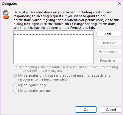 check-delegates-outlook-windows-11 أفضل 6 إصلاحات لعدم ظهور الأحداث و المواعيد في Outlook Calendar على Windows 11