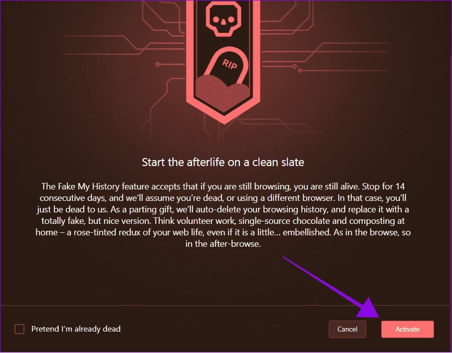 choose-activate كيفية استخدام "Fake My History" في Opera GX