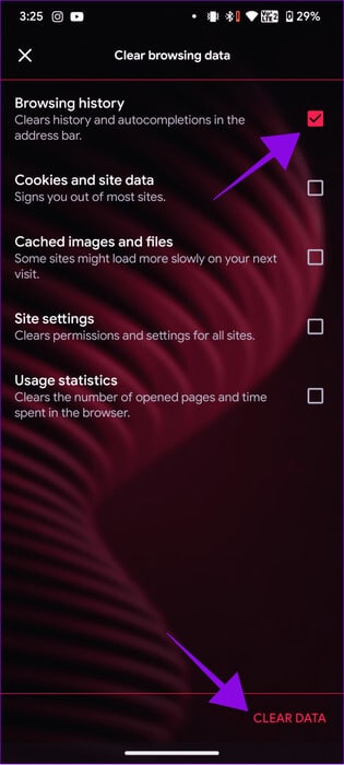 choose-browing-hisotry-and-choose-clear-data-to-confirm-692x1536-1 كيفية استخدام "Fake My History" في Opera GX