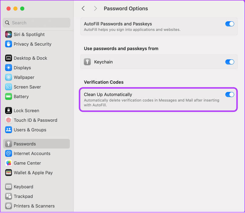 choose-clean-up-automatically كيفية الحذف التلقائي لنصوص رمز التحقق ورسائل البريد الإلكتروني على أجهزة Apple