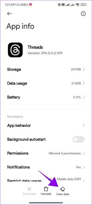 choose-clear-data-1 7 طرق لإصلاح فشل تحميل منشورات Threads