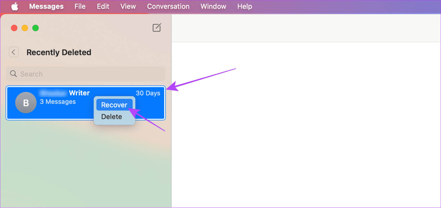 choose-conversation-and-then-click-Recover-1536x726-1 كيفية الحذف التلقائي لنصوص رمز التحقق ورسائل البريد الإلكتروني على أجهزة Apple