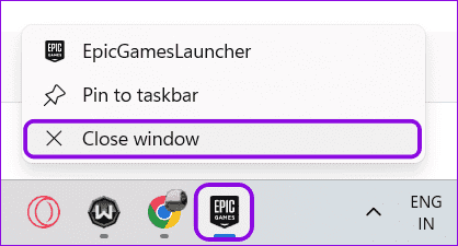 choose-epci-games-and-choose-close-window 12 طريقة لإصلاح عدم عرض مكتبة Epic Games