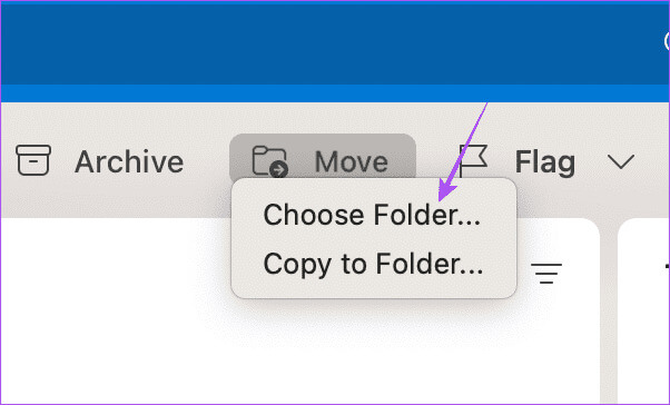 choose-folder-to-move-email-outlook-mac كيفية إنشاء المجلدات ونقل رسائل البريد الإلكتروني في Outlook على Mac وWindows