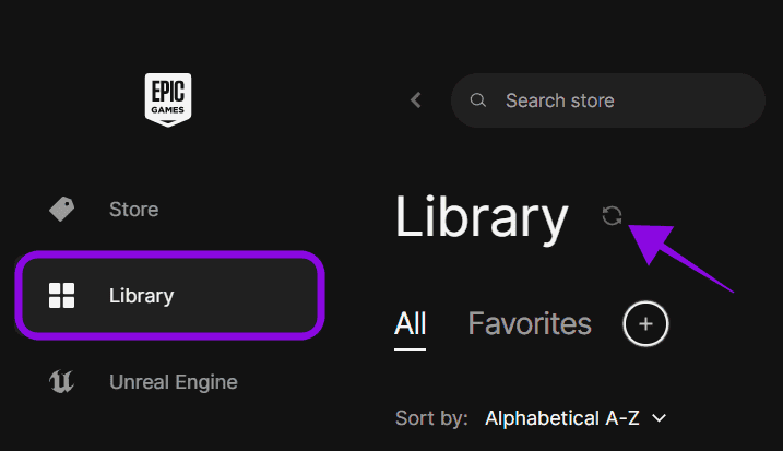choose-library-and-hit-the-refresh-button-next-to-Library 12 طريقة لإصلاح عدم عرض مكتبة Epic Games
