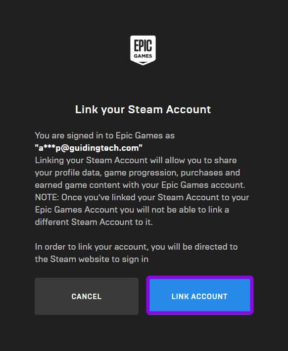 choose-link-to-confirm-linking-steam-to-epic كيفية ربط Epic Games بـ Steam: كل ما تحتاج إلى معرفته
