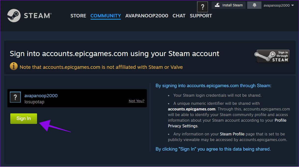 choose-sign-in-to-confirm-linking-Steam-with-Epic-Games كيفية ربط Epic Games بـ Steam: كل ما تحتاج إلى معرفته