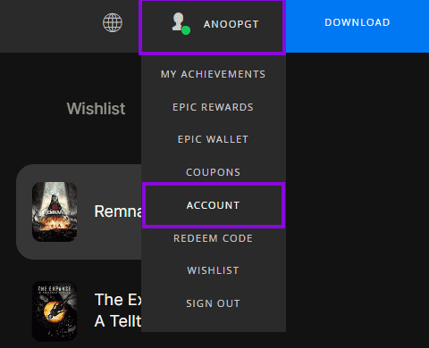 choose-username-and-hit-Account كيفية حذف حساب Fortnite على جميع المنصات