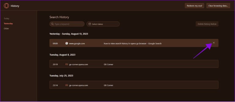 choose-x-next-to-the-history-you-want-to-delete-768x334-1 كيفية استخدام "Fake My History" في Opera GX