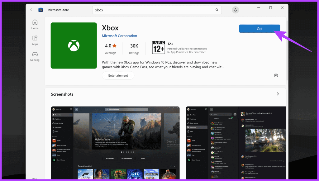 click-on-Get-to-install-the-Xbox-app-on-your-PC-1024x581-1 8 إصلاحات لتطبيق Xbox عالق في الخطأ "Few Things That Are Missing on This PC".