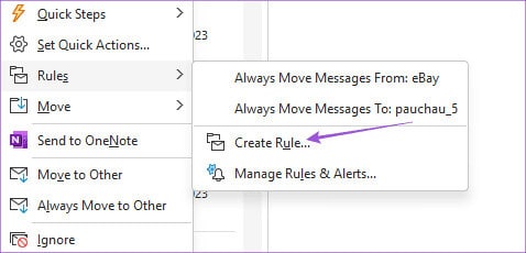 create-rule-for-email-outlook-app-windows كيفية إنشاء المجلدات ونقل رسائل البريد الإلكتروني في Outlook على Mac وWindows