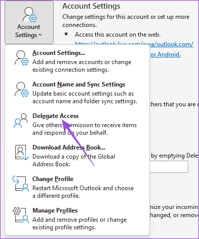 delegate-access-outlook-windows-11 أفضل 6 إصلاحات لعدم ظهور الأحداث و المواعيد في Outlook Calendar على Windows 11