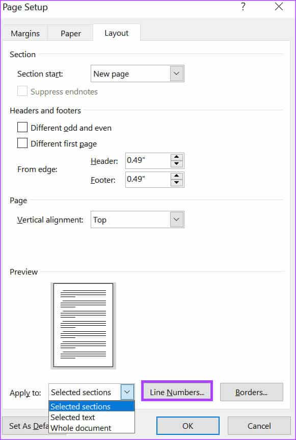 how-to-add-remove-line-numbers-in-word-6 كيفية إضافة وإزالة أرقام الأسطر في Microsoft Word