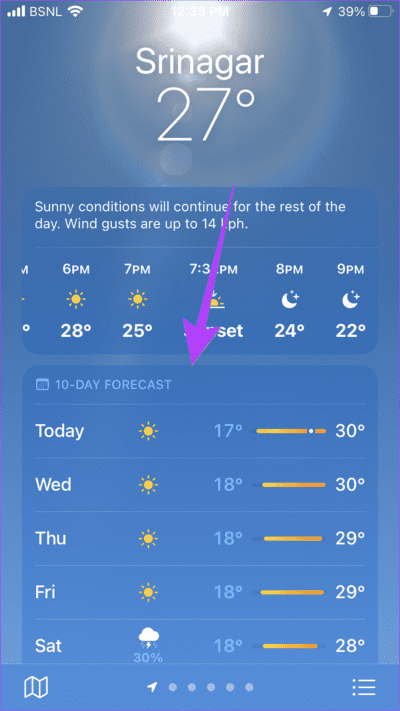 iPhone-Weather-App-10-day-forecast كيفية استخدام تطبيق Apple Weather على iPhone