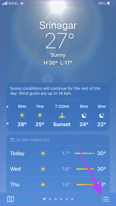 iPhone-Weather-App-Three-bar-Icon كيفية استخدام تطبيق Apple Weather على iPhone