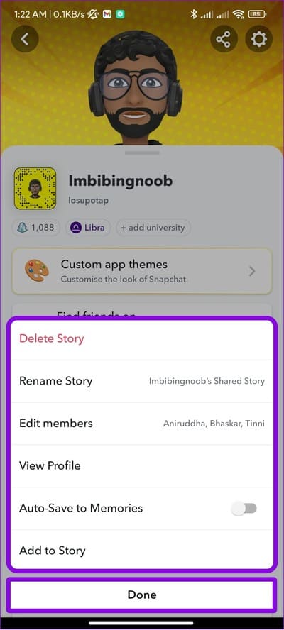 make-necessary-changes-and-tap-done ما هي القصة المشتركة على Snapchat وكيفية استخدامها