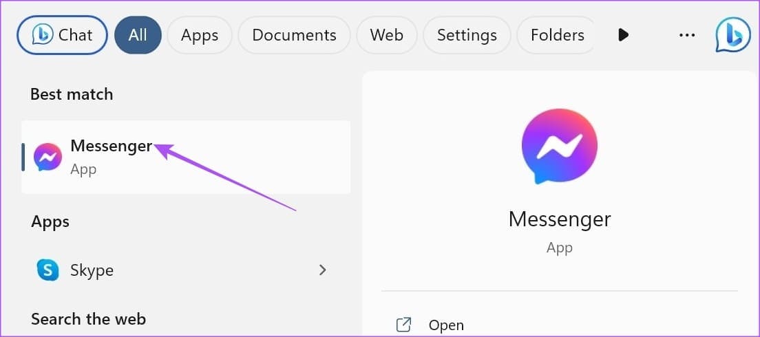 open-messenger-on-windows-11 كيفية مشاركة الشاشة في Facebook Messenger على الهاتف المحمول وسطح المكتب